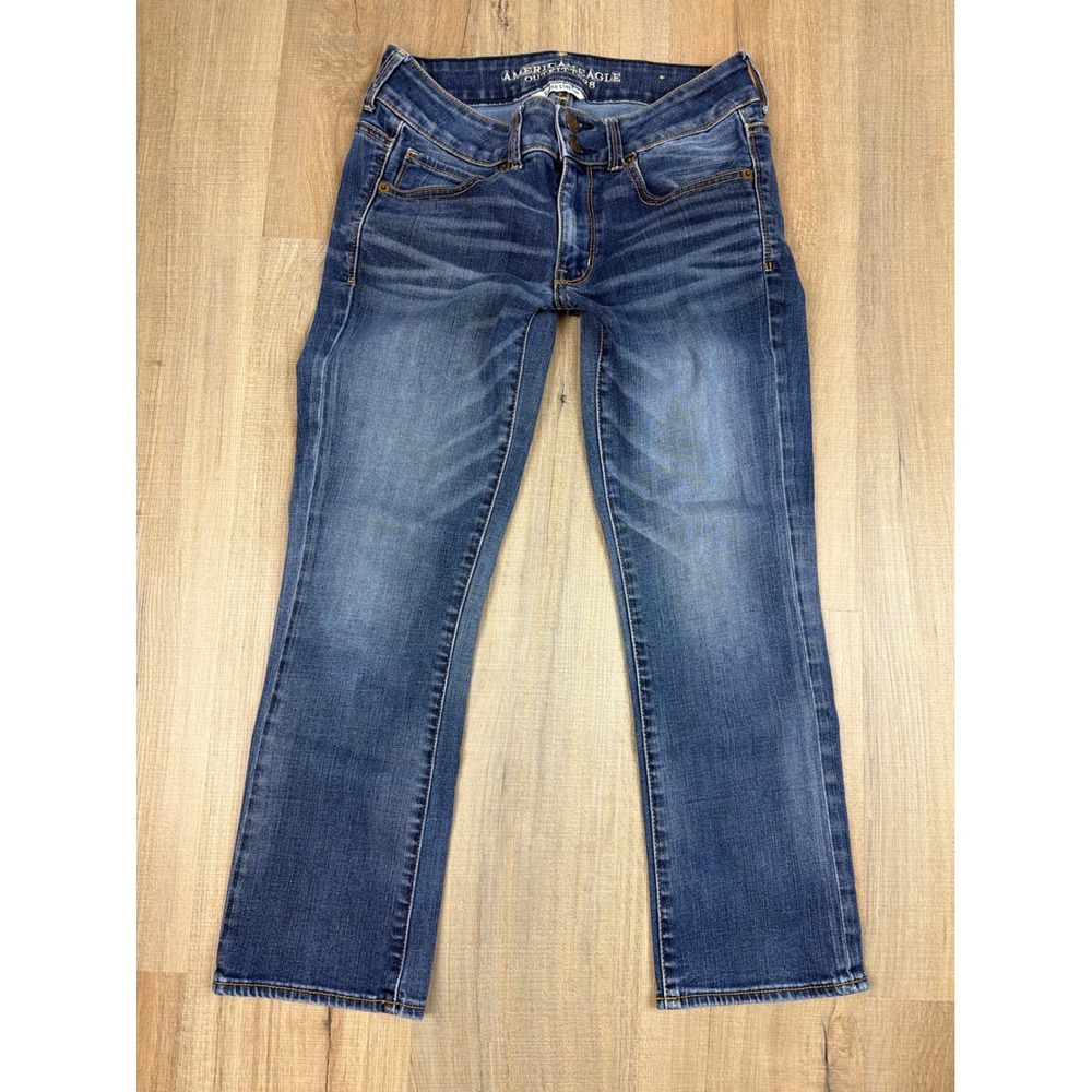 Y2K American Eagle Low Rise Artist Crop Jeans Womens 6 Regular Super Stretch